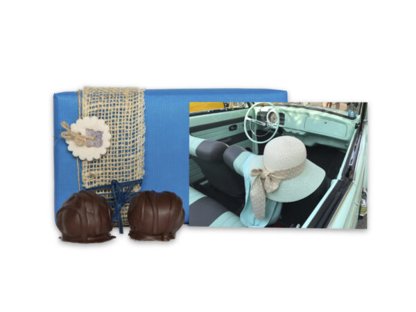 Original Manfla mit Grusskarte “Cabriolet” als Geschenk verpackt